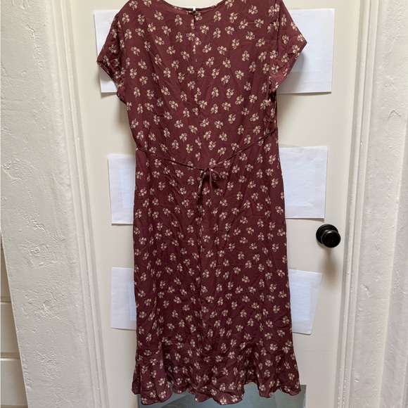 Silk Sundance Plum Floral Maxi  Dress w/ Fitted Bodice & Ruffled Hem Size 16 - Picture 2 of 6